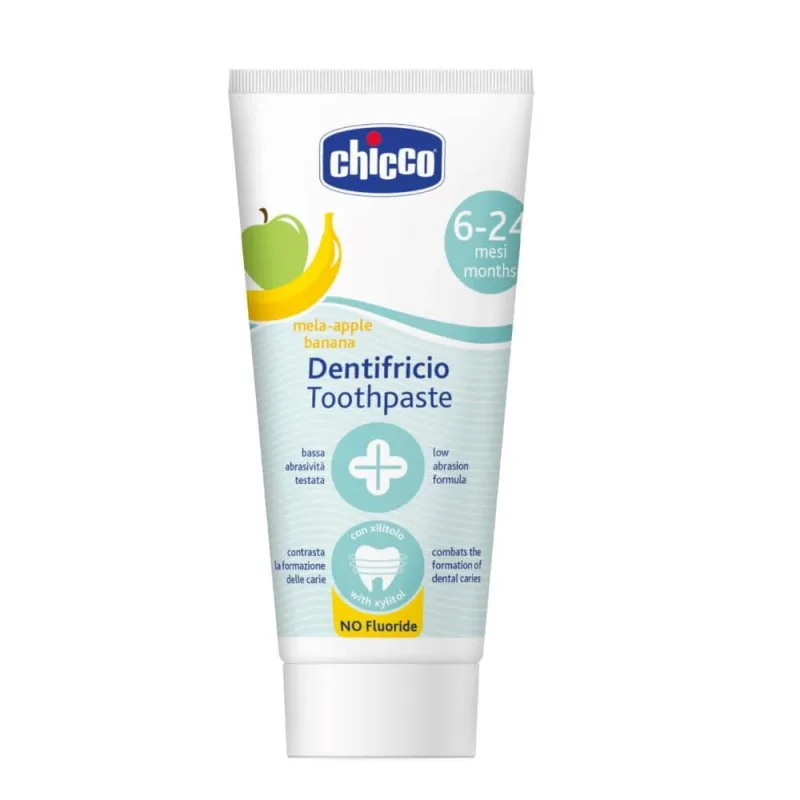 Pasta de dinti pentru copii fara fluor cu aroma de mar si banana, + 6 luni, 50 ml, Chicco — preț și oferte