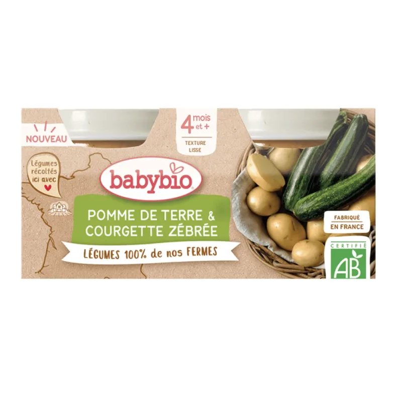 Piure Bio din cartofi si zuccchin, +4 luni, 2x130 g, Babybio — preț și oferte