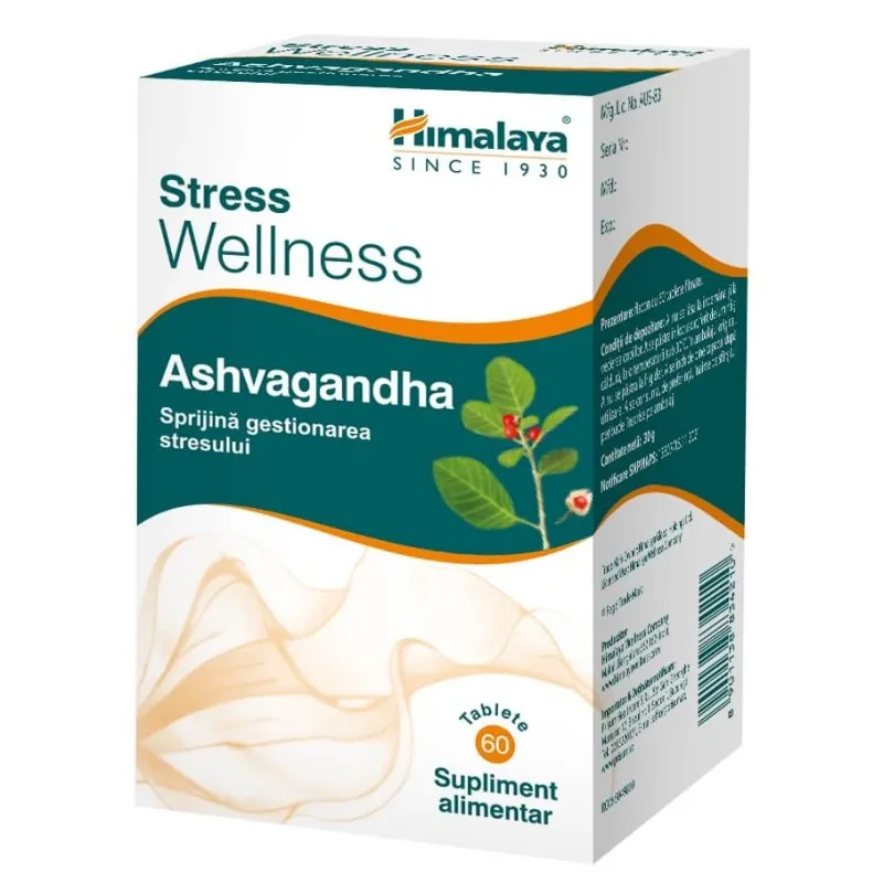 Ashvagandha Wellness, 60 tablete filmate, Himalaya India — preț și oferte