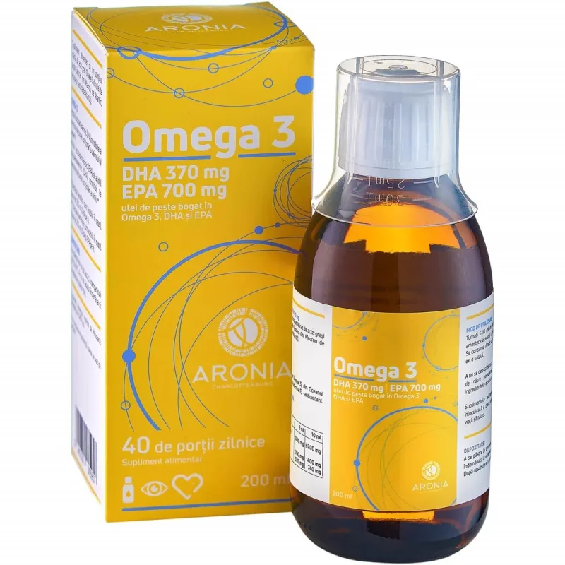 Omega 3 EPA 700mg, DHA 370mg, 200 ml, Aronia Charlottenburg — preț și oferte