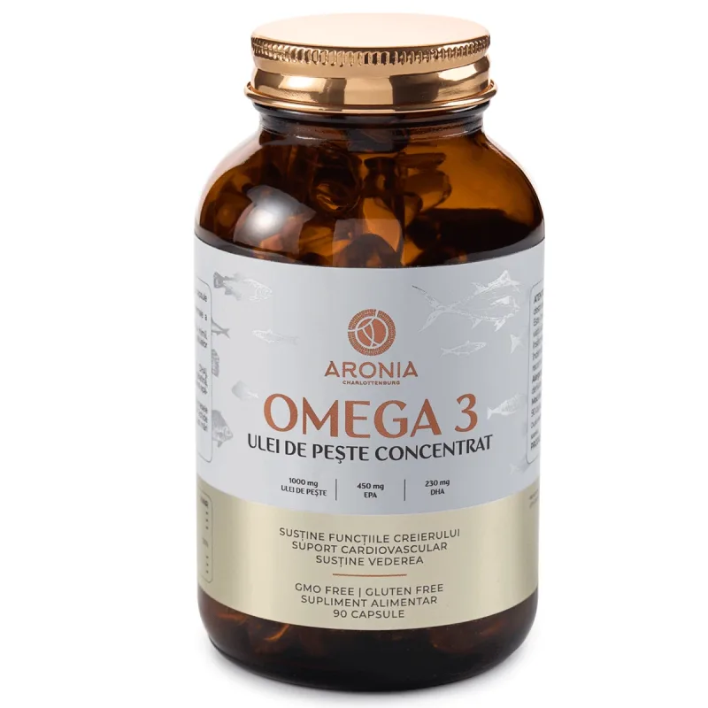 Omega 3, ulei de peste concentrat 450 EPA 230 DHA, 1000mg, 90 capsule, Aronia Charlottenburg — preț și oferte