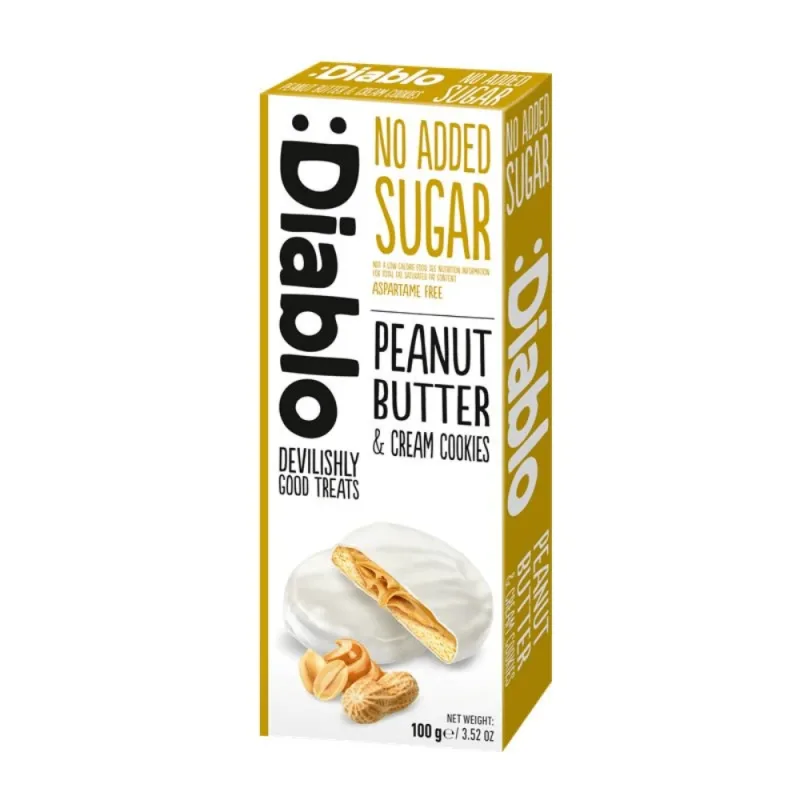 Biscuiti  cu invelis de frisca si umplutura de unt de arahide, 100 g, Diablo — preț și oferte