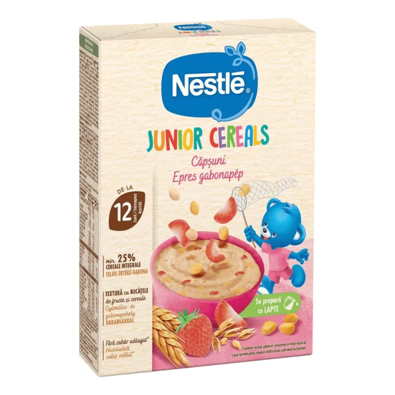 Cereale cu capsuni, +12 luni, 200 gr, Nestle Junior — preț și oferte