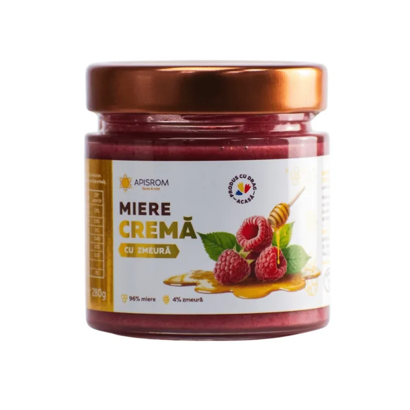 Miere crema cu zmeura, 280 g, Apisrom — preț și oferte