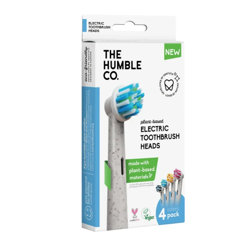 Capete de periuta de dinti electrica, pe baza de plante, 4 bucati, Culori mixte, The Humble Co — preț și oferte