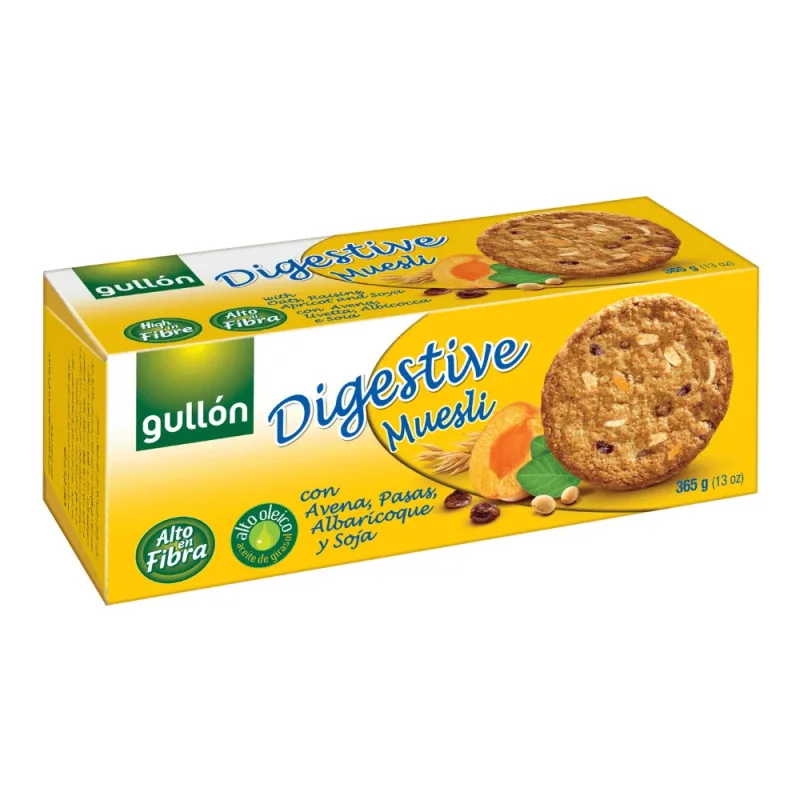 Biscuiti digestivi cu musli, ovaz, stafide si caise, 365 g, Gullon — preț și oferte