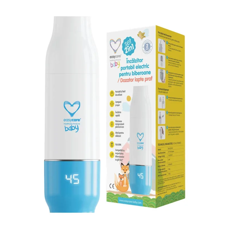 Set 2 in 1 incalzitor pentru biberoane si dozator lapte praf, Easycare — preț și oferte