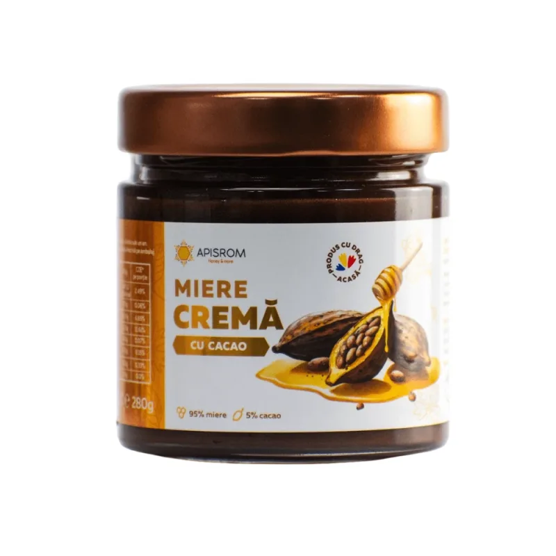 Miere crema cu cacao, 280 g, Apisrom — preț și oferte