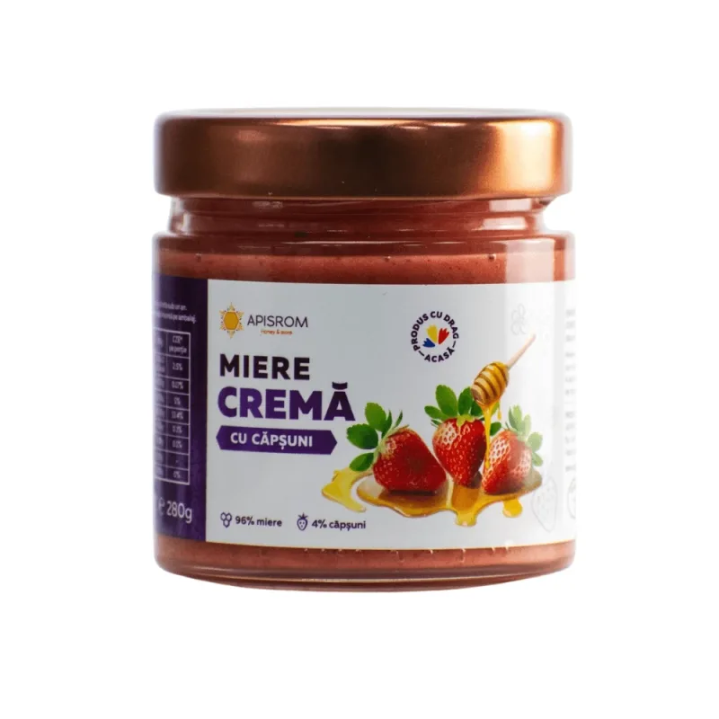Miere crema cu capsuni, 280 g, Apisrom — preț și oferte