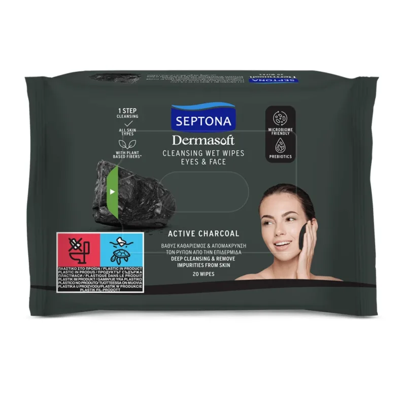 Servetele demachiante Dermasoft Activated Carbon, 20 bucati, Septona — preț și oferte