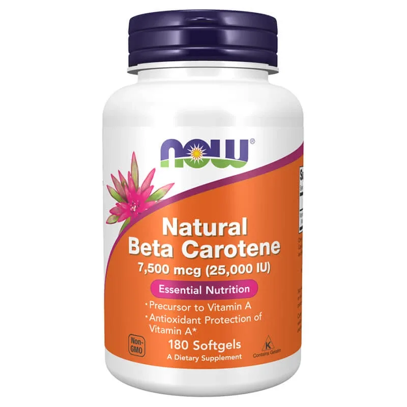 Now Foods Natural Beta Carotene 7500 µg, beta caroten, 180 capsule moi — preț și oferte