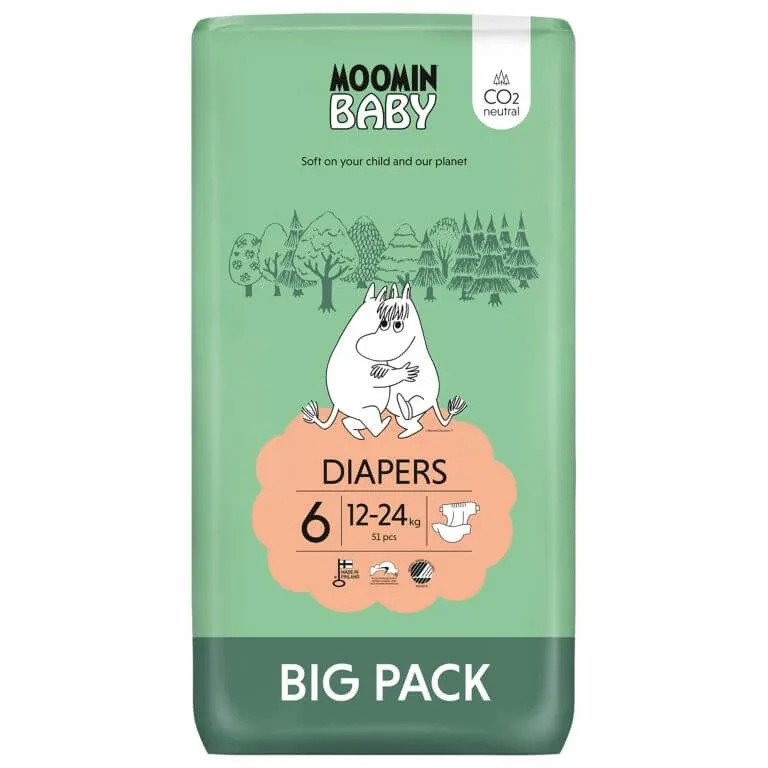 Moomin Baby Scutece, scutece, mărimea 6 Junior, 12-24 kg, 51 buc MoMi — preț și oferte