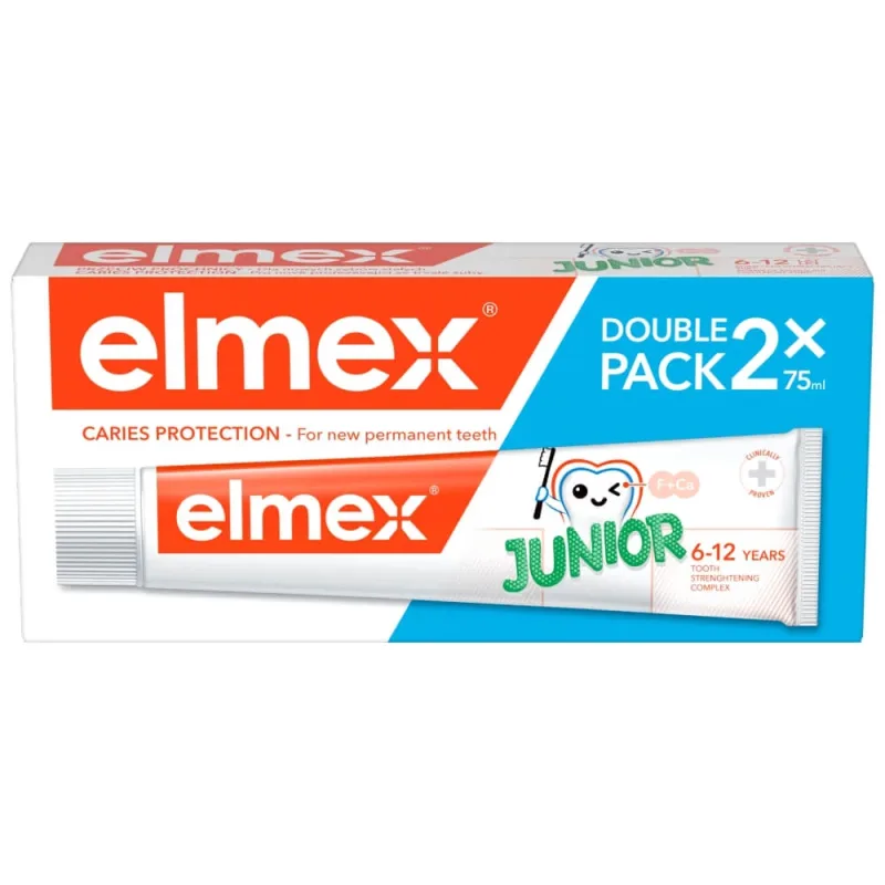 Elmex Caries Protection Junior, pastă de dinți pentru copii, 6-12 ani, 2 x 75 ml — preț și oferte