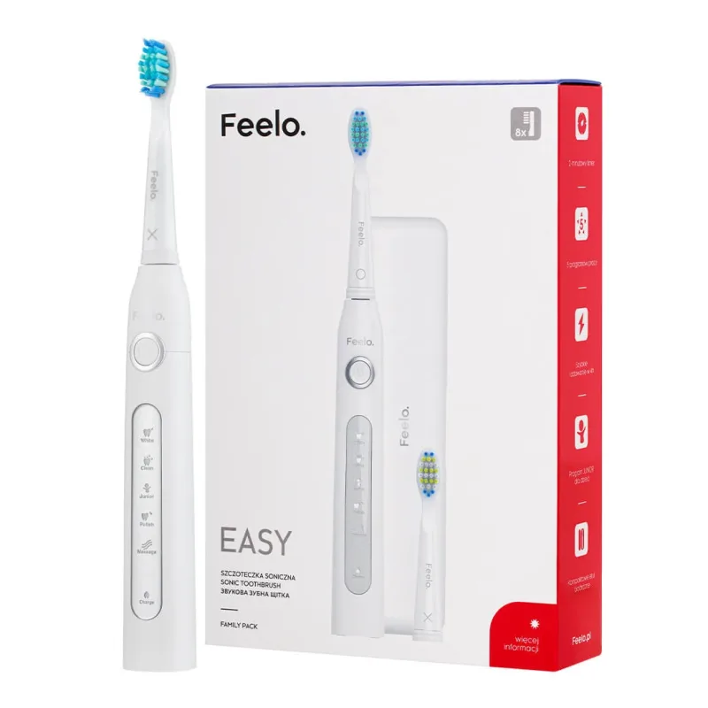 Feelo Easy, periuță de dinți sonică cu 8 vârfuri cu peri, 1 buc. — preț și oferte