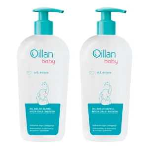 Set Oillan Baby, gel de baie, corp și păr 3în1, din prima zi de viață, 2 x 750 ml