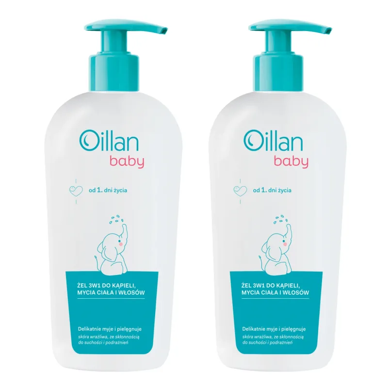 Set Oillan Baby, gel de baie, corp și păr 3în1, din prima zi de viață, 2 x 750 ml — preț și oferte
