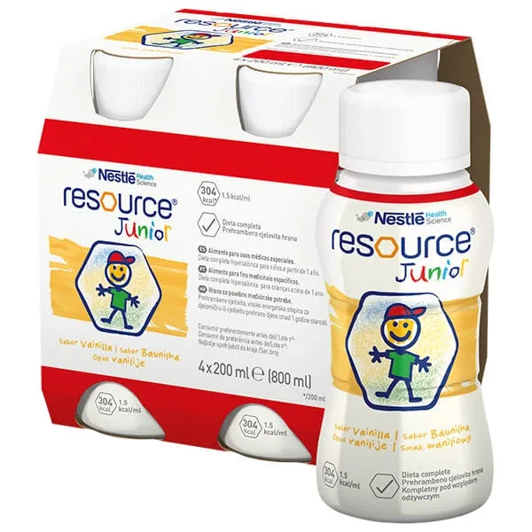 Resource Junior, pregătire nutrițională peste 1 an, aromă de vanilie, 4 x 200 ml NESTLE — preț și oferte