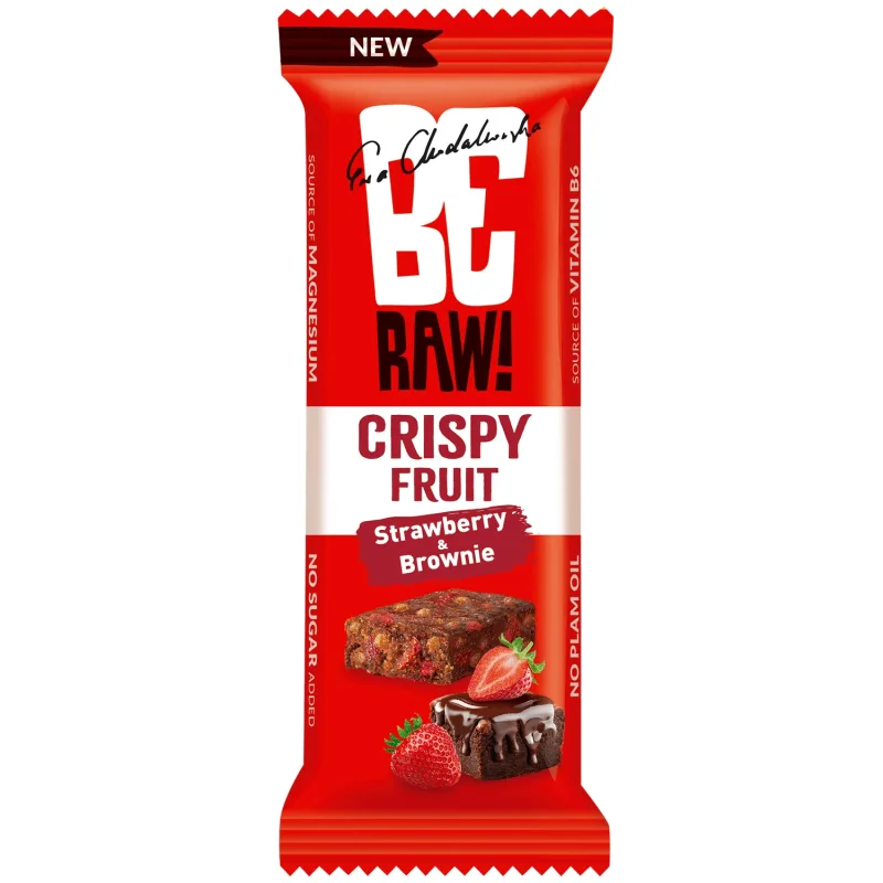 BeRAW! Crispy Fruit, baton, căpșuni & brownie, 40 g — preț și oferte