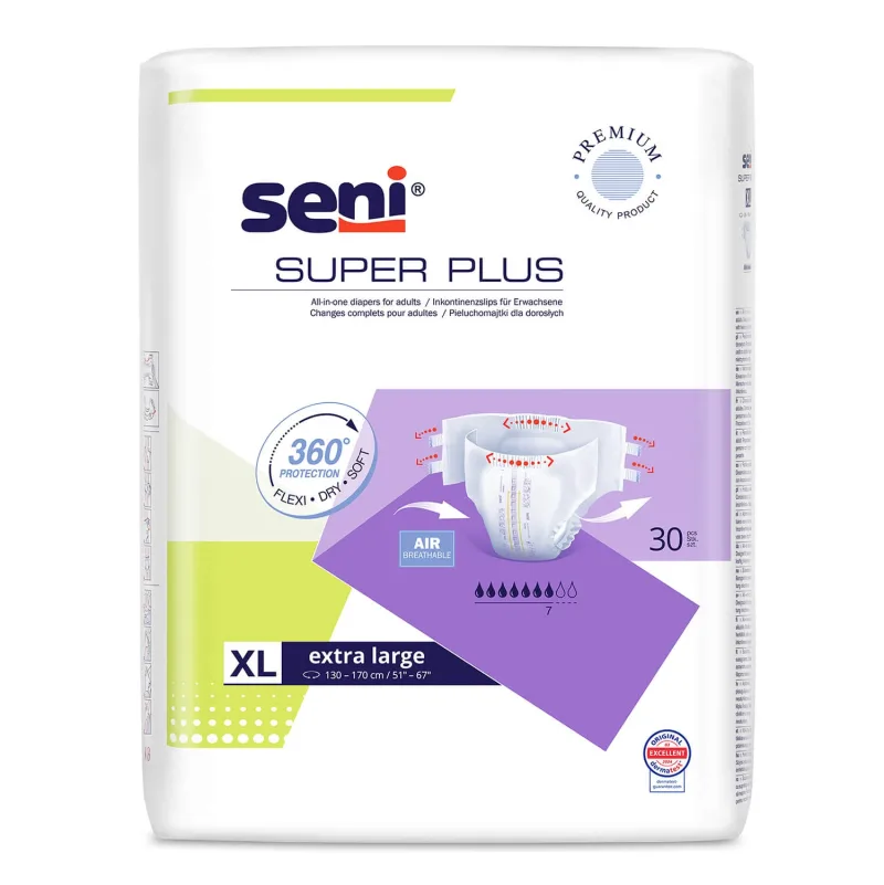 Seni Super, scutece, Extra Large, 130-170 cm, 30 buc — preț și oferte