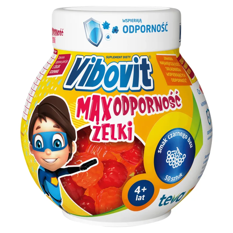 Vibovit Max Immunity Gels, peste 4 ani, aromă de soc, 50 bucăți TEVA PHARMACEUTICALS — preț și oferte