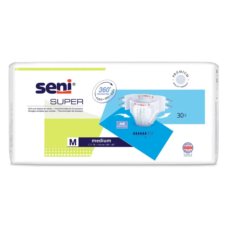 Seni Super, scutece, mediu, 75-110 cm, 30 buc — preț și oferte