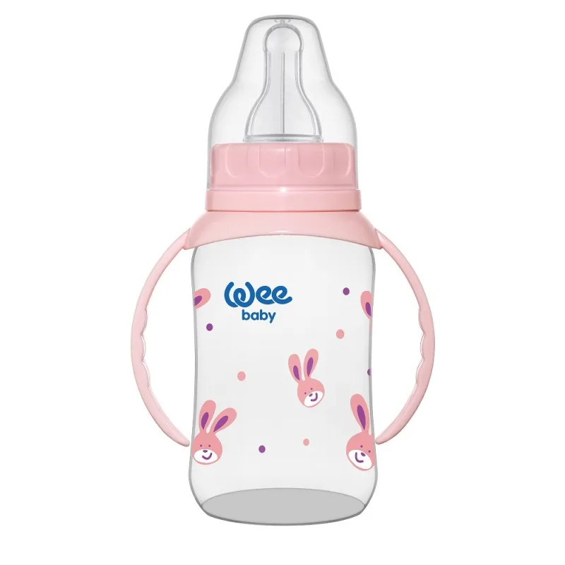 Biberon cu manere 150 ml+ tetina silicon rotunda - cod 744, Wee Baby — preț și oferte