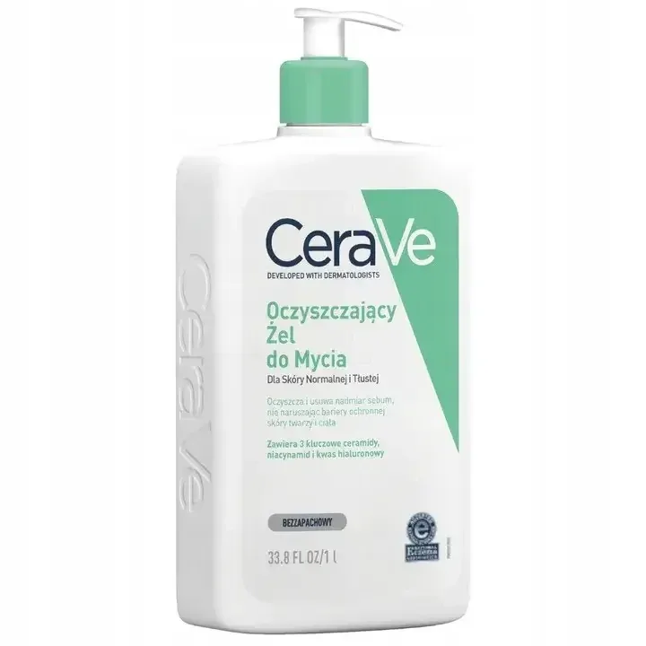 Gel de curățare cu ceramide CeraVe, ten normal și gras, 1000 ml, L'Oréal — preț și oferte
