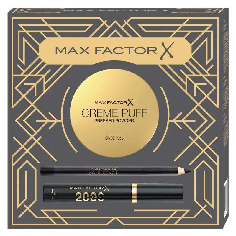 Set Max Factor, 2000 Calorie Black, rimel, 9 ml + Cremepuff, translucid 005, 14 g + Kohl Pencil, eyeliner, negru, 4 g — preț și oferte