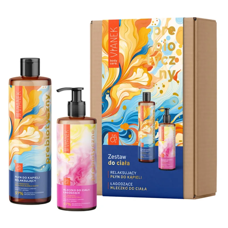 Kit de corp prebiotic Vianek, loțiune calmantă, 300 ml + loțiune de baie relaxantă, 400 ml — preț și oferte