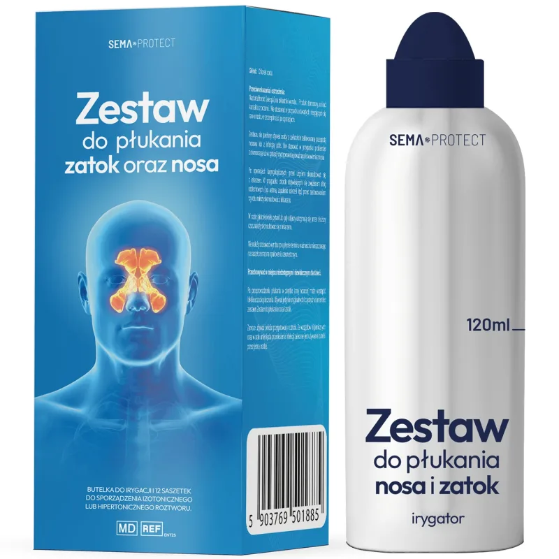 SEMA Protect, set de clătire nazală și sinusală, irigator + 12 pliculețe — preț și oferte