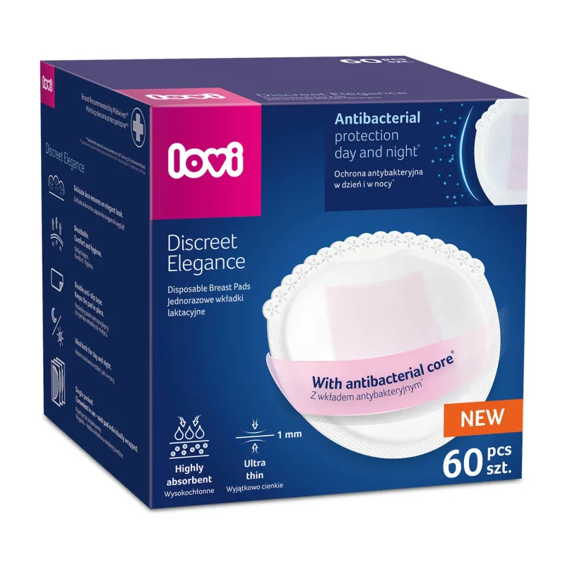 Lovi Discreet Elegance, tampoane pentru sâni, antibacteriene, alb, 60 bucăți — preț și oferte