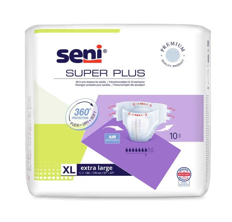 Seni Super Plus, scutece, Extra Large, 130-170 cm, 10 buc — preț și oferte