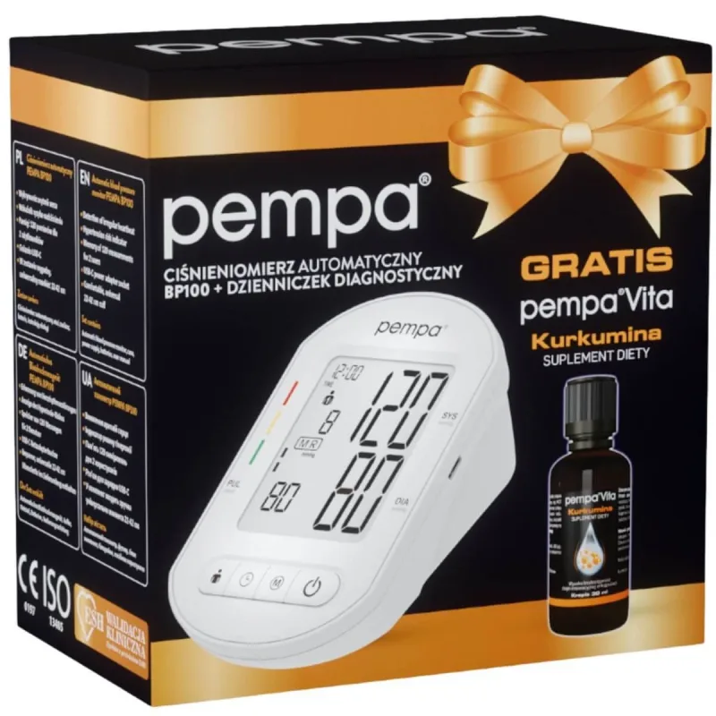 Set Pempa, BP100, tensiometru automat pentru brațul superior + Vita Curcumin, 30 ml gratuit — preț și oferte