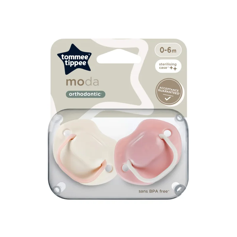 Suzete ortodontice Moda, 0-6 luni, 2 bucati, Bej/Roz, Tommee Tippee — preț și oferte