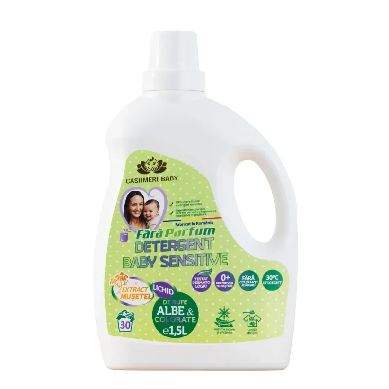 Detergent de rufe albe si colorate fara parfum Baby Sensitive, 1.5 litri, Cashmere Aroma — preț și oferte