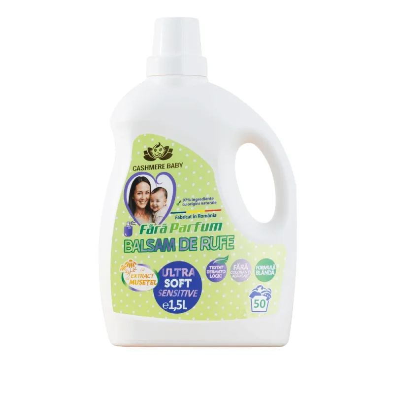 Balsam de rufe ultra soft  fara parfum Baby Sensitive, 1.5 litri, Cashmere Aroma — preț și oferte