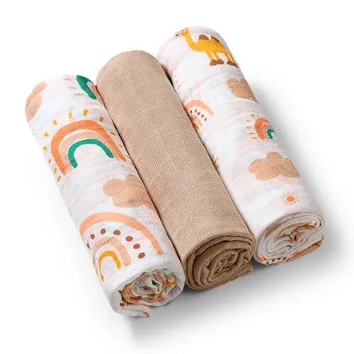 BabyOno, scutece din muselină, 100% bumbac, maro, 70 x 70 cm, 3 buc — preț și oferte