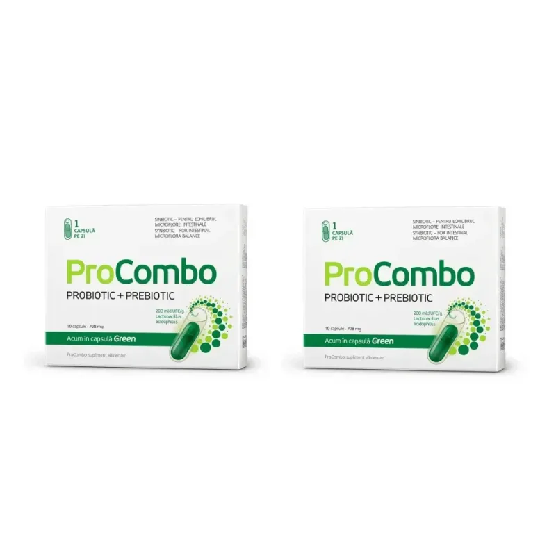 ProCombo probiotic + prebiotic pentru echilibrul florei intestinale, 2 x 10 capsule, Vitaslim — preț și oferte
