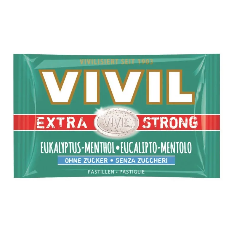 Bomboane fără zahăr cu eucalipt și mentol Extra Strong, 25 g, Vivil — preț și oferte