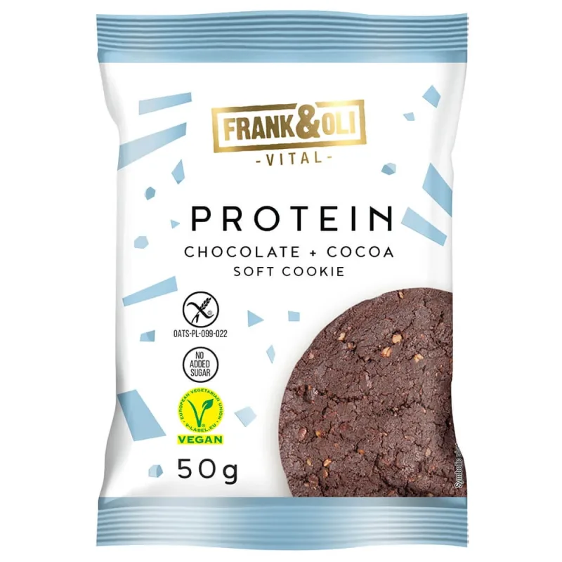 Frank&amp;Oli Protein, biscuiți moi, ciocolată + cacao, 50 g Frank&Oli — preț și oferte