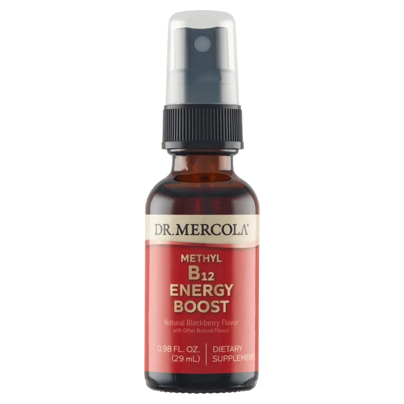 Dr. Mercola Methyl B12 Energy Booster, spray, aromă de mure, 29 ml — preț și oferte