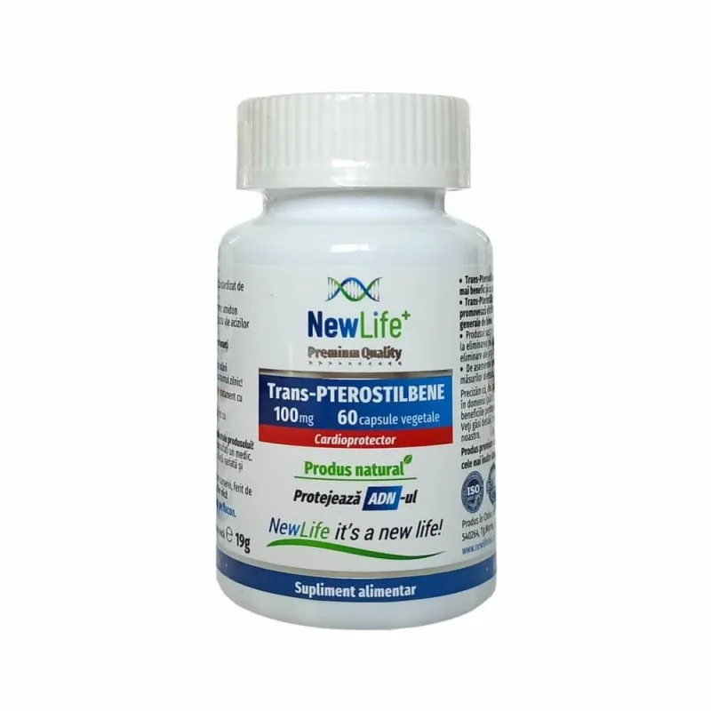 Trans-pterostilbene, 100 mg, 60 capsule vegetale, NewLife+ — preț și oferte