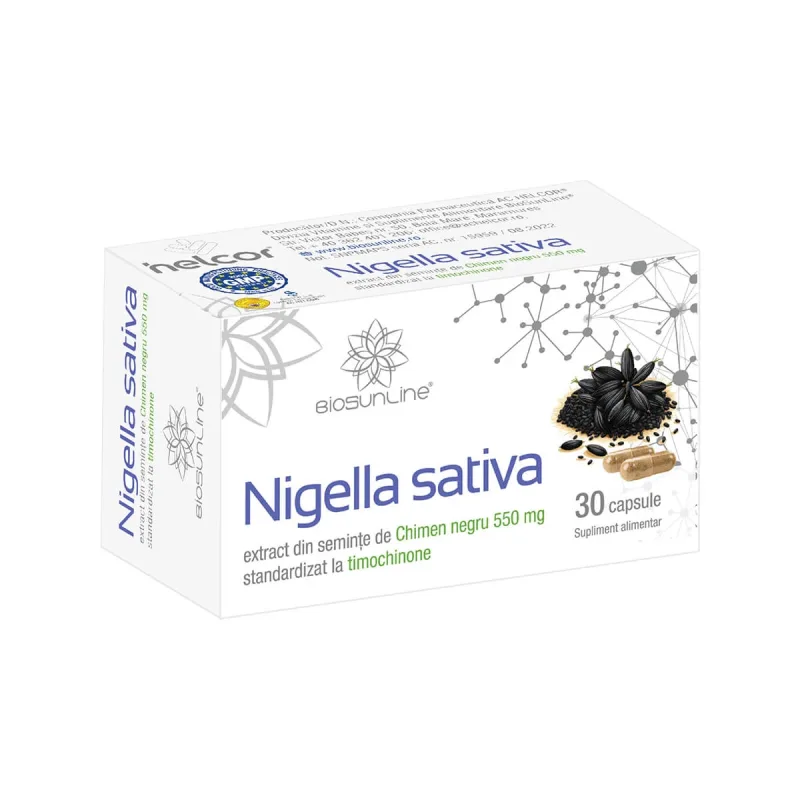 Nigella Sativa - extract de chimen negru BioSunLine, 550 mg, 30 capsule, Helcor — preț și oferte