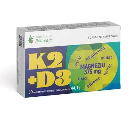 K2+D3+Magneziu, 375 mg, 30 comprimate — preț și oferte
