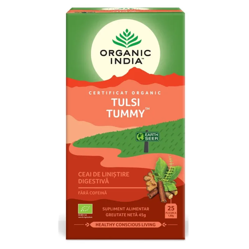 Ceai Tulsi Tummy, 25 plicuri, Organic India — preț și oferte