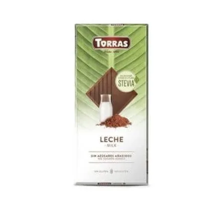 Ciocolata cu lapte si indulcitor din stevia, 100 g, Torras — preț și oferte