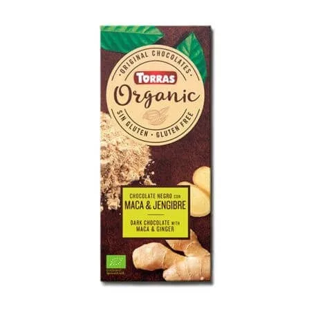 Ciocolata neagra ecologica cu pudra maca si ghimbir, 100 g, Torras — preț și oferte