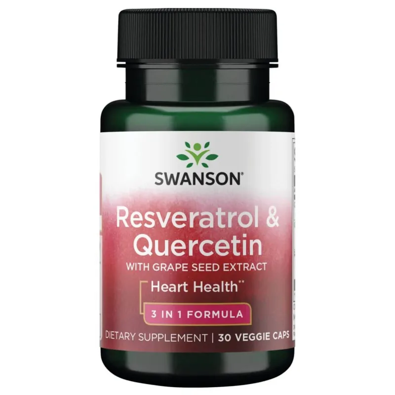 Swanson Resveratrol și quercetină cu extract de semințe de struguri, resveratrol și quercetină, 30 capsule — preț și oferte