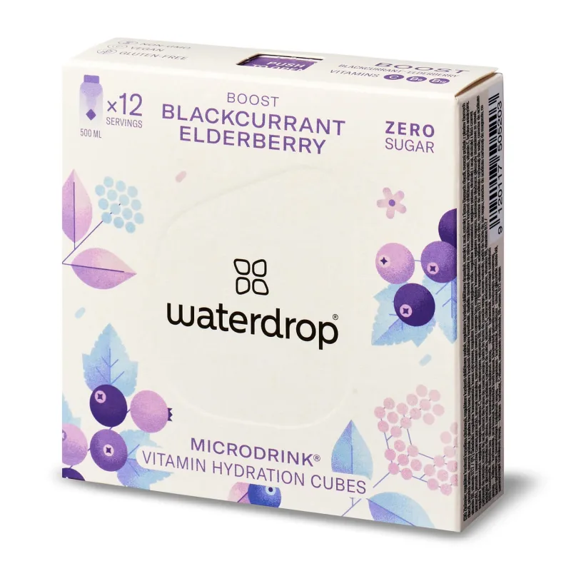 Waterdrop Microdrink Boost, cub de hidratare cu vitamine, coacăze negre și fructe de soc, 12 bucăți — preț și oferte