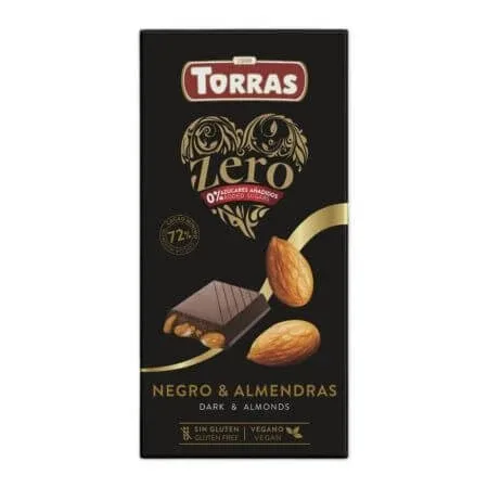 Ciocolata neagra cu 72% cacao si migdale Zero, 150 g, Torras — preț și oferte